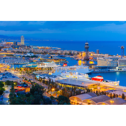 Ebern Designs Barcelona At Night, Spain On Canvas by Kavalenkavavolha